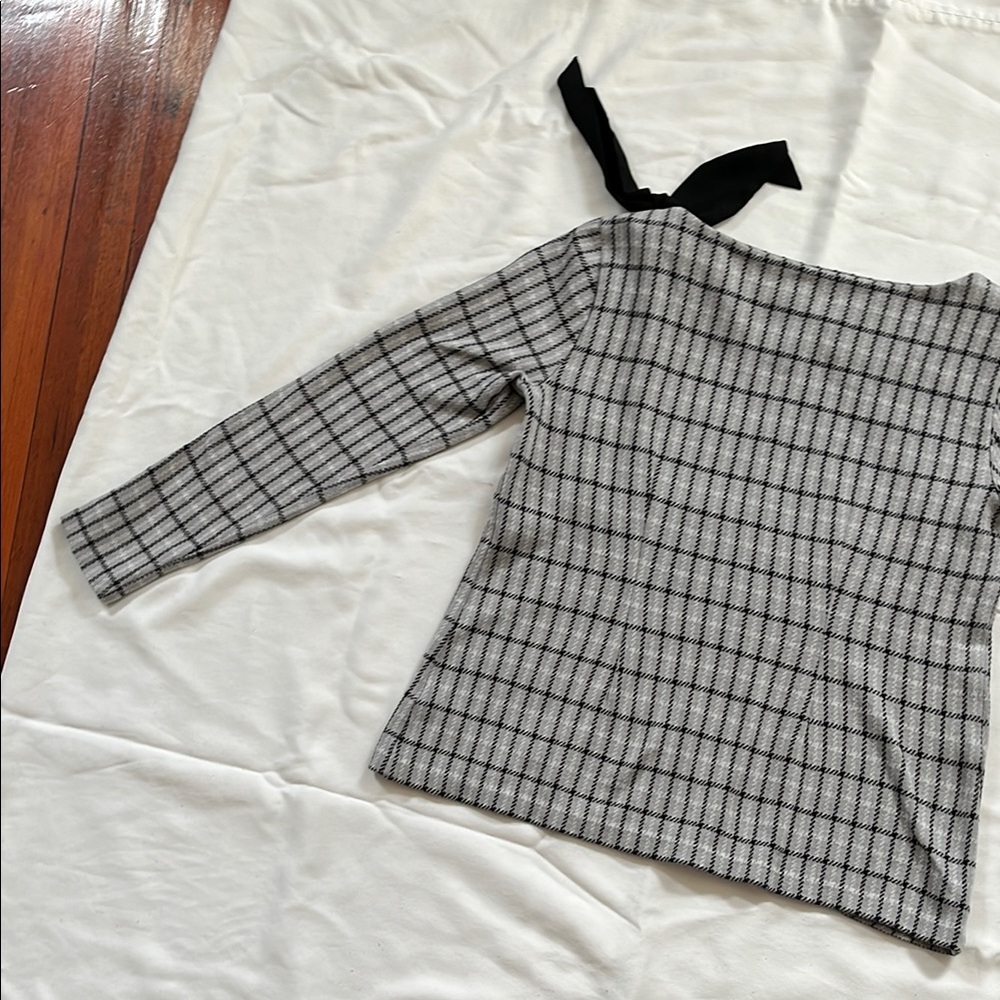 Talbots Plaid Black and White Women's Top - Picture 6 of 6